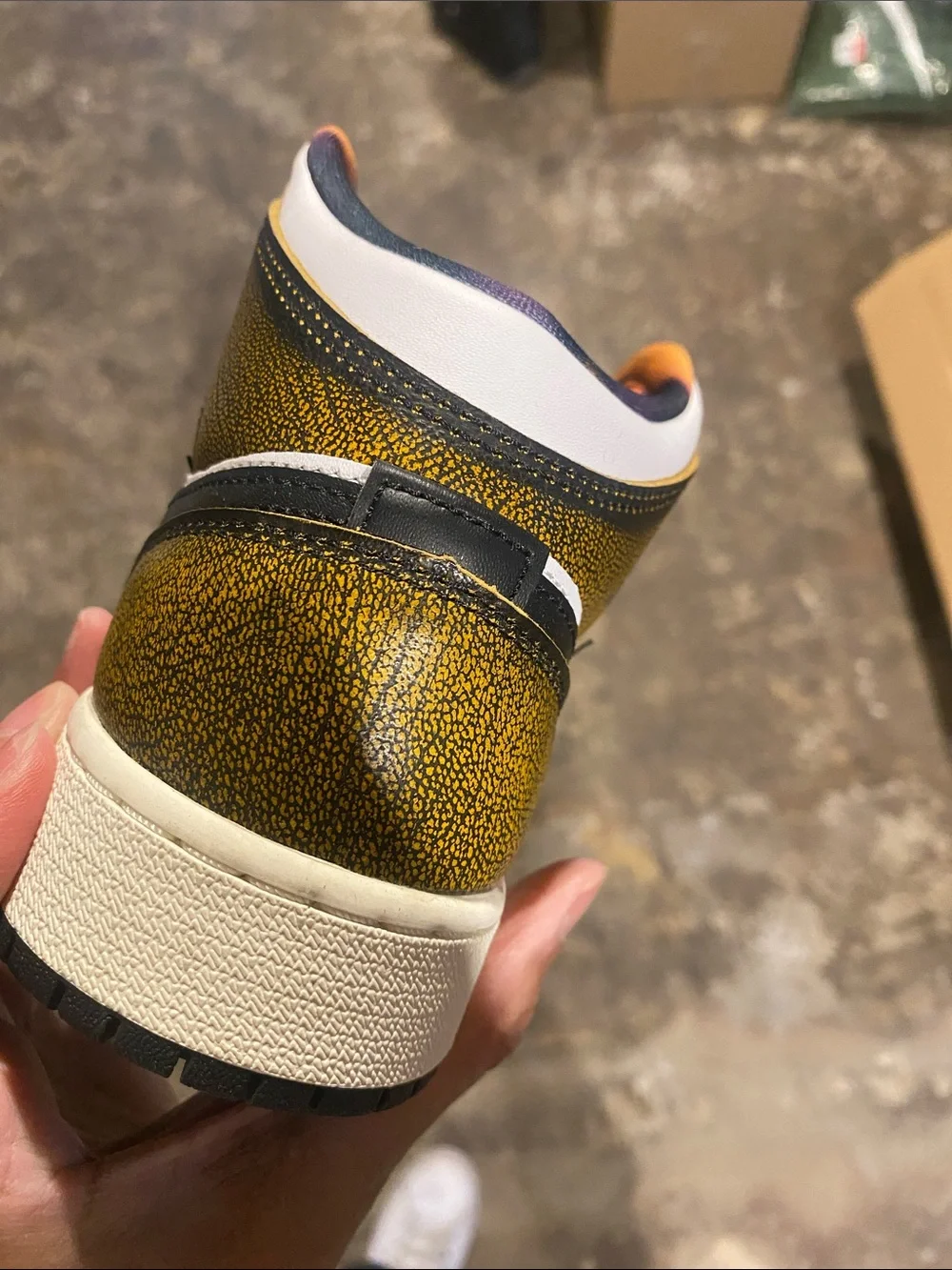 Jordan Mid-Top Sneakers in White, Black and Yellow